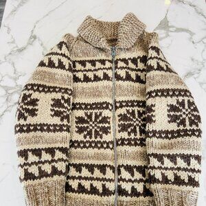 Vintage Handmade Knit Cowichan Sweater - Authentic West Coast Style